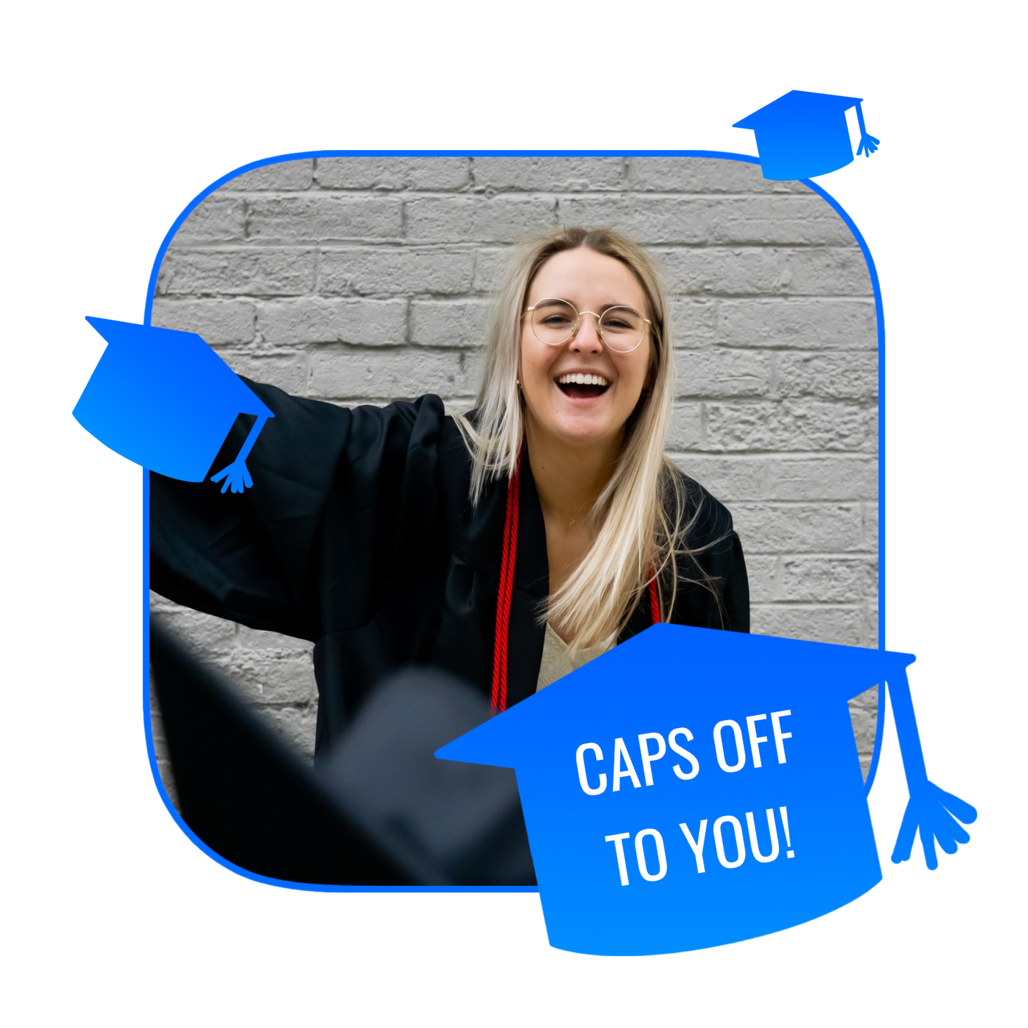 Woman Graduate Caps Off To You! Whatsapp Sticker Template