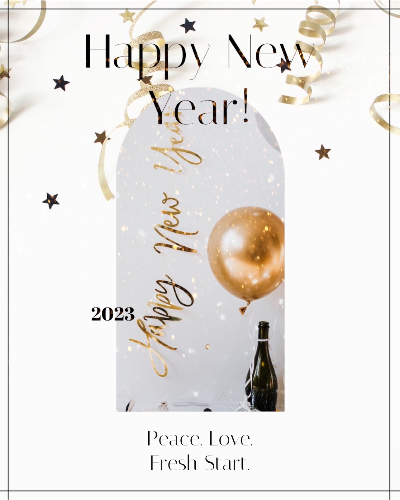 A Happy New Year Card With A Bottle Of Champagne Happy New Year Template