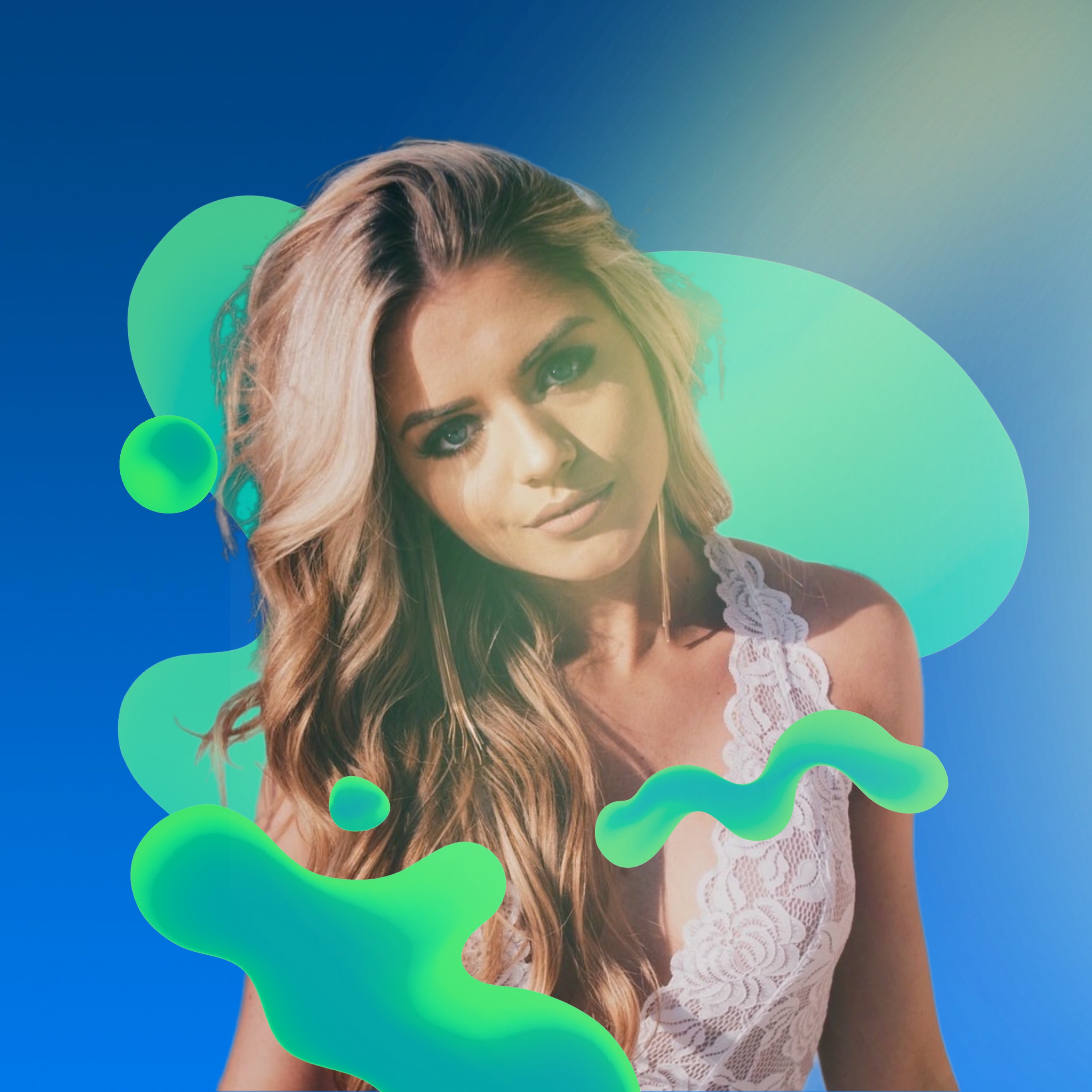 Profile Pic Of Woman Blue And Green Background