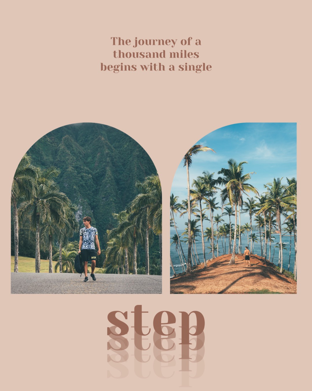 A Man Walking Down A Road Next To Palm Trees Wanderlust Template