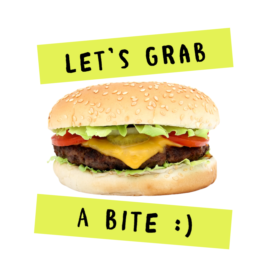 A Hamburger With Let'S Grab A Bite Whatsapp Stickers Template