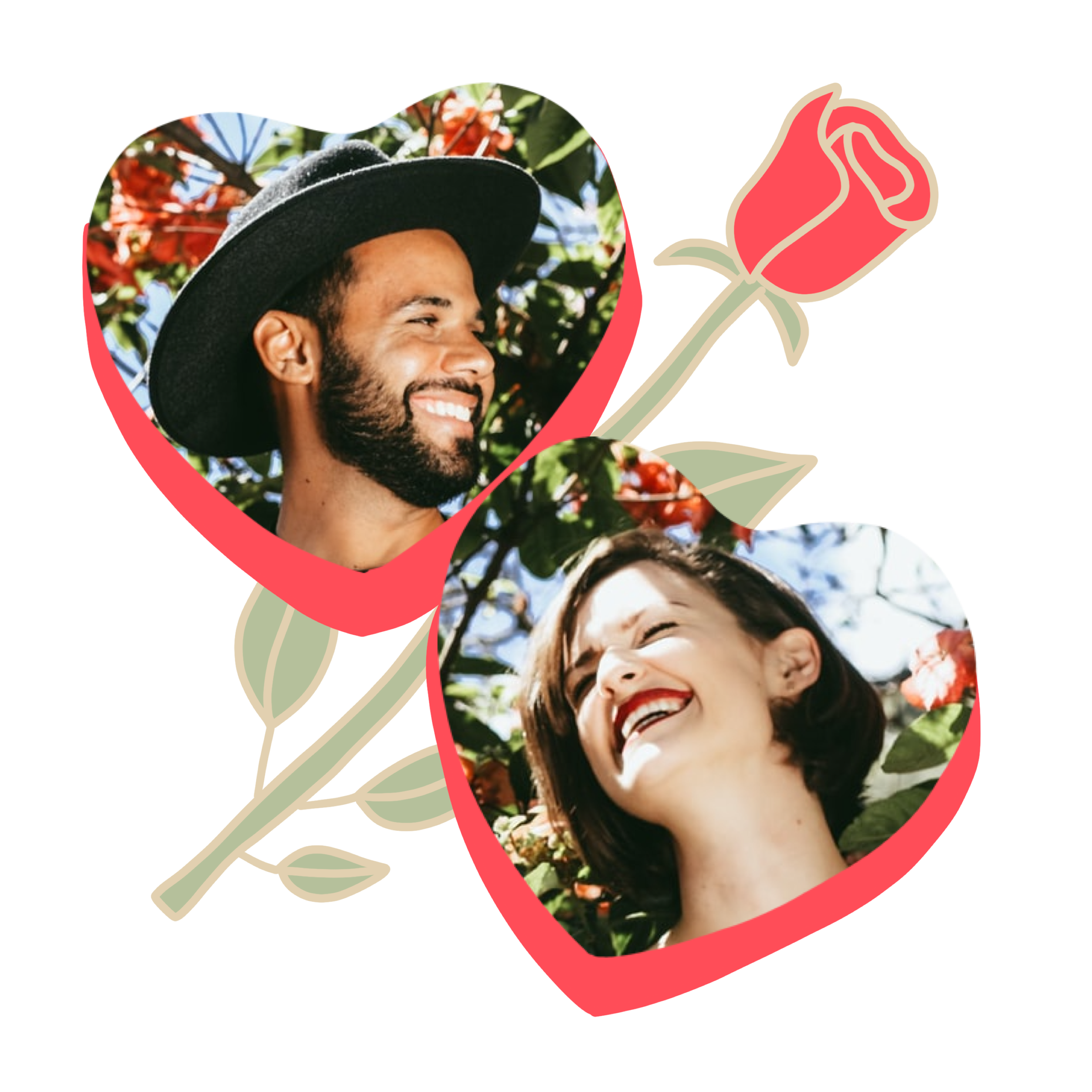 A Picture Of A Man And A Woman Smiling Love Stickers Template