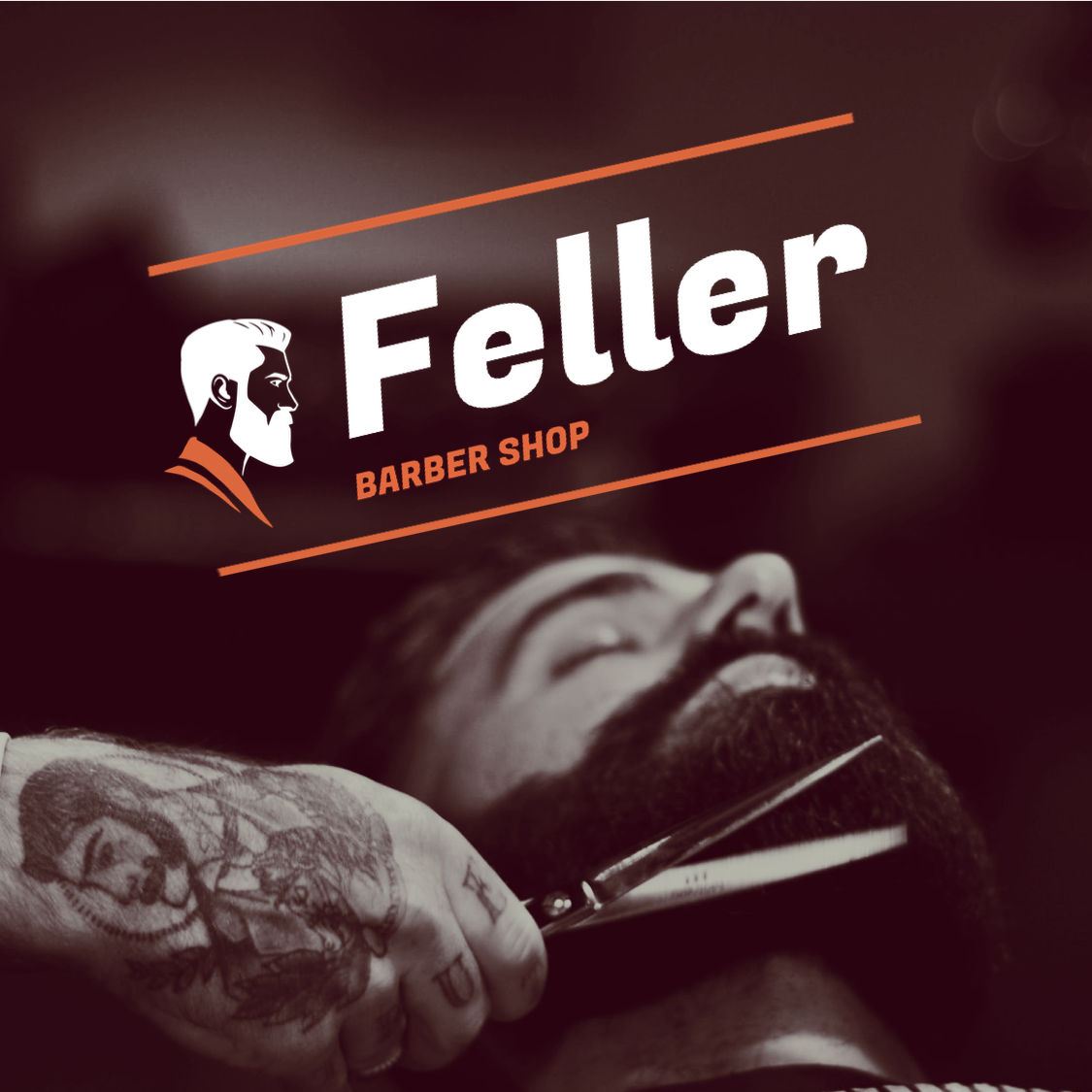 Men's barber shop business logo template