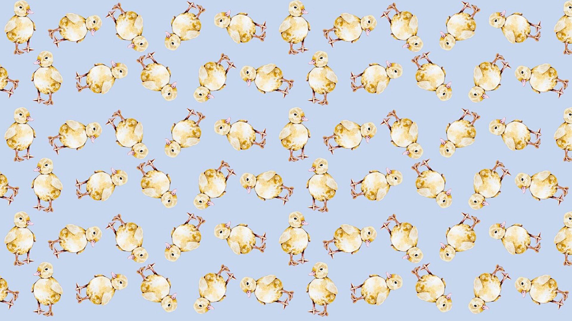 A Blue Background With A Bunch Of Little Chickens Zoom Backgrounds Template