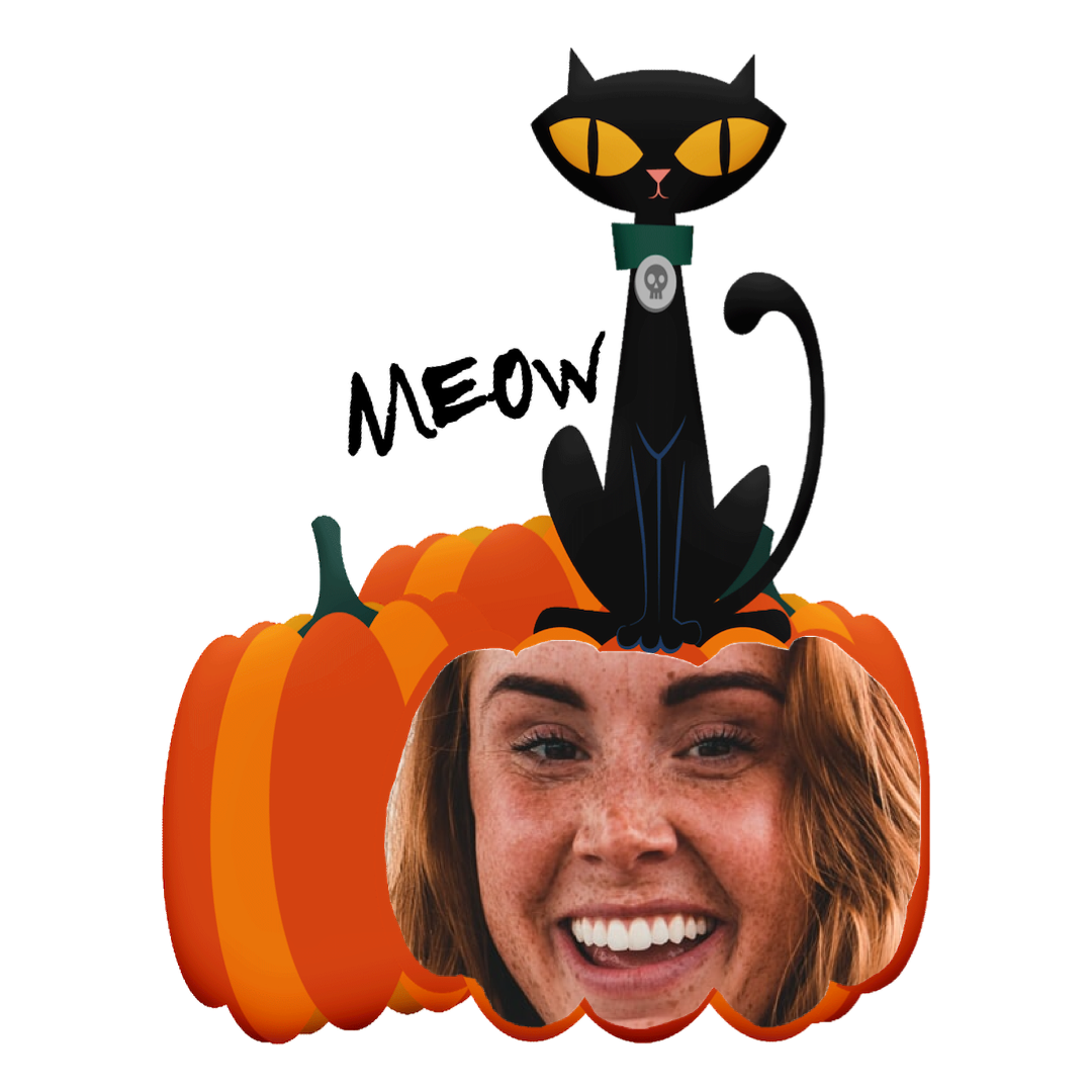 A Black Cat Sitting On Top Of A Pumpkin Halloween Stickers Template