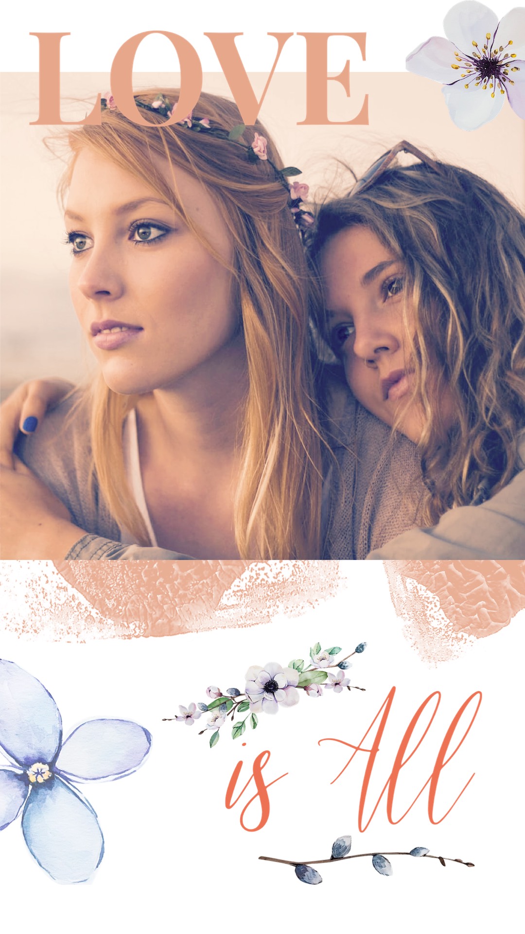 A Couple Of Women Standing Next To Each Other Love Story Template