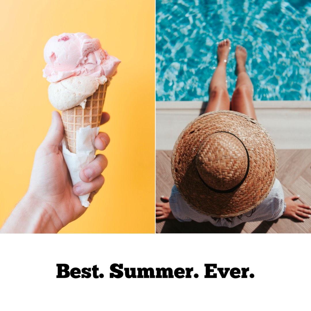 A Person Holding An Ice Cream Cone Next To A Pool Grids Template