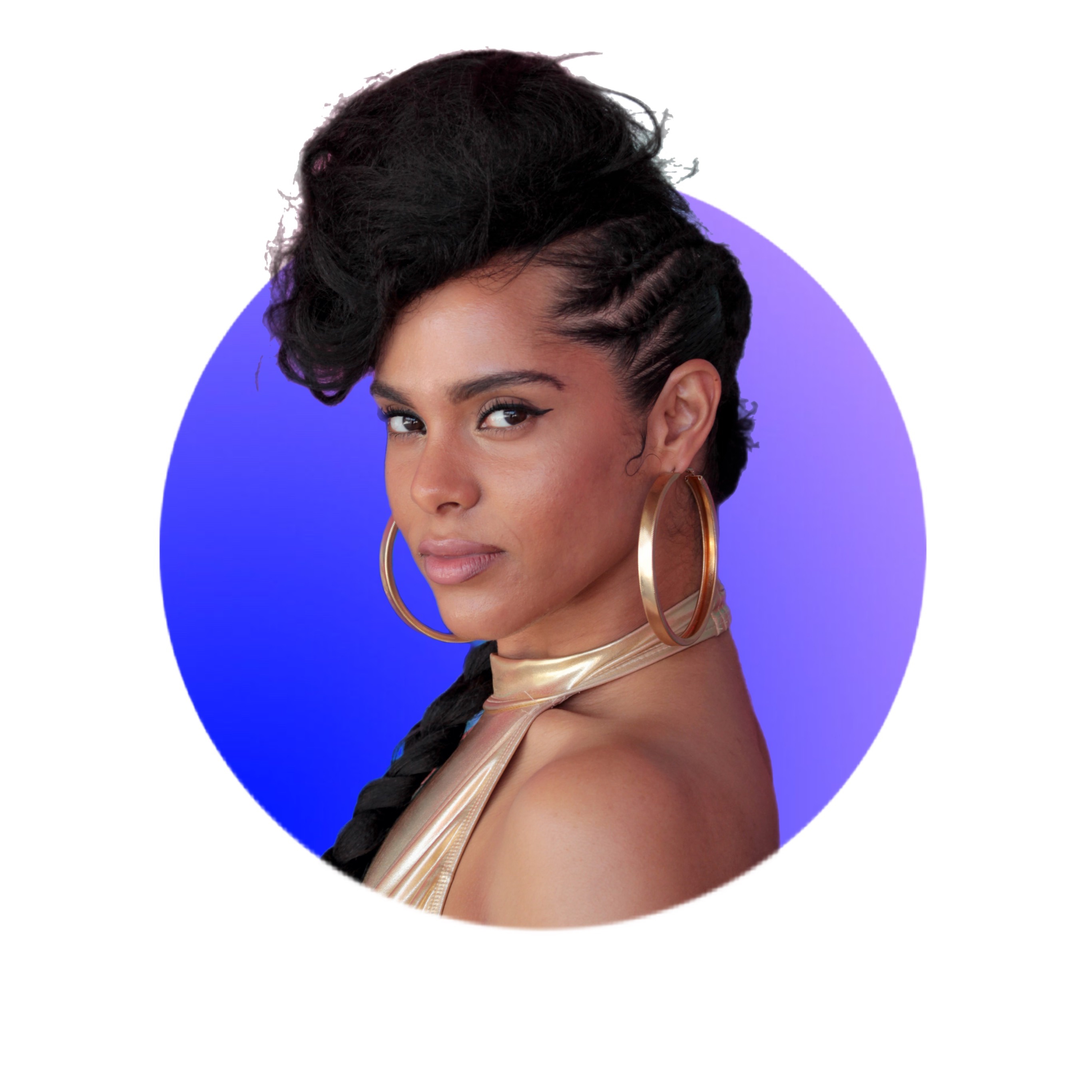 A Woman with a purple gradient circle Magic Profile Pics Template