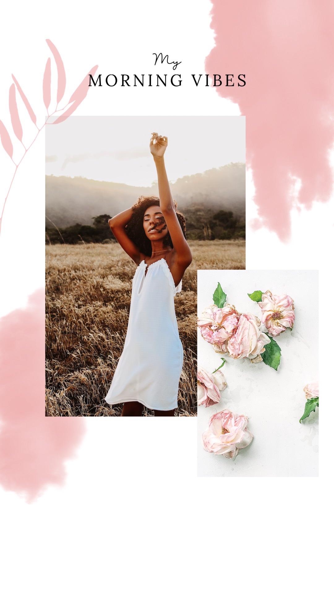 Woman In A Field With Pink Clouds Instagram Story Template