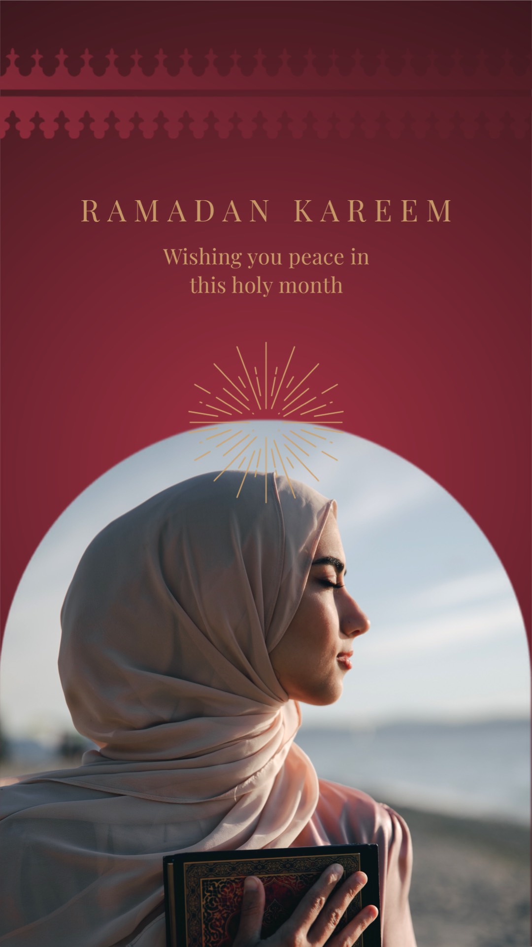 Ramadan kareem holiday greeting red woman instagram story template