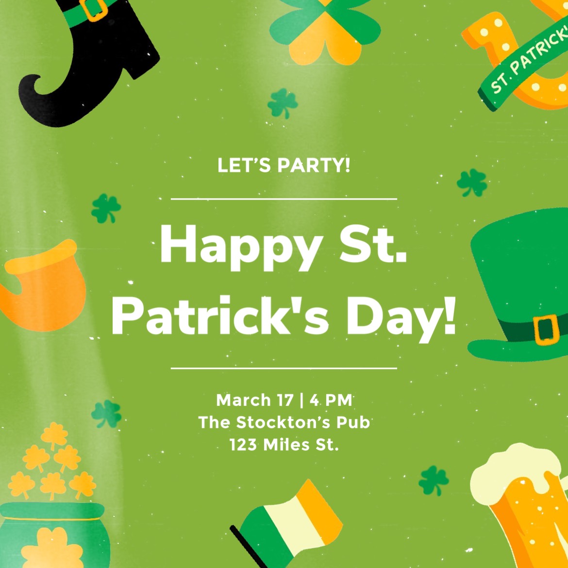 Let'S Party With A Green Background St. Patrick'S Day Template