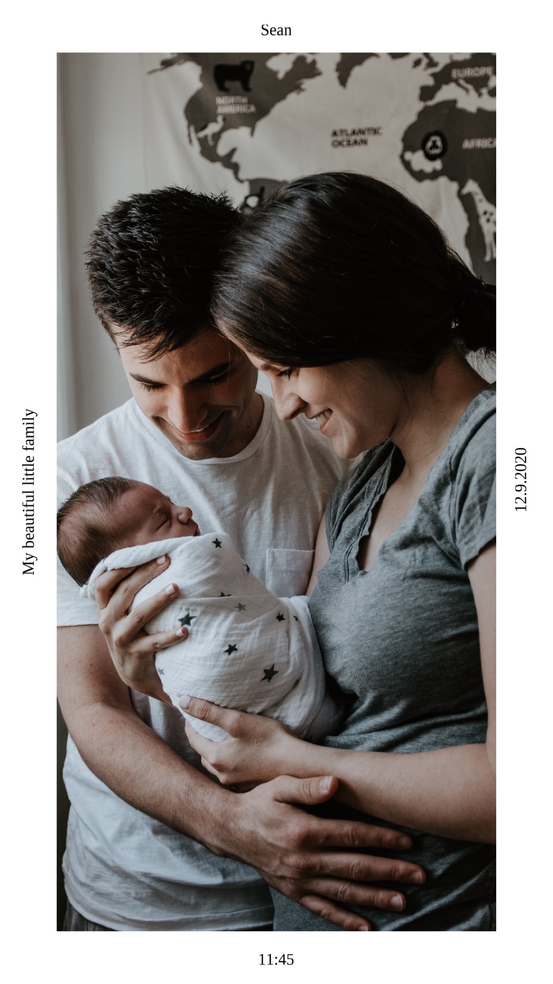 Couple holding their baby family template