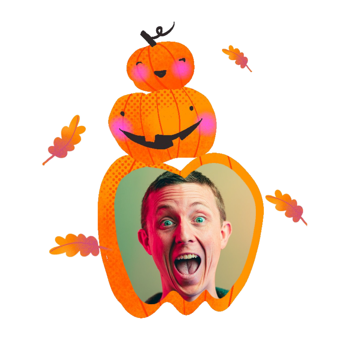 A Picture Of A Man With A Pumpkin On Top Of Him Halloween Stickers Template