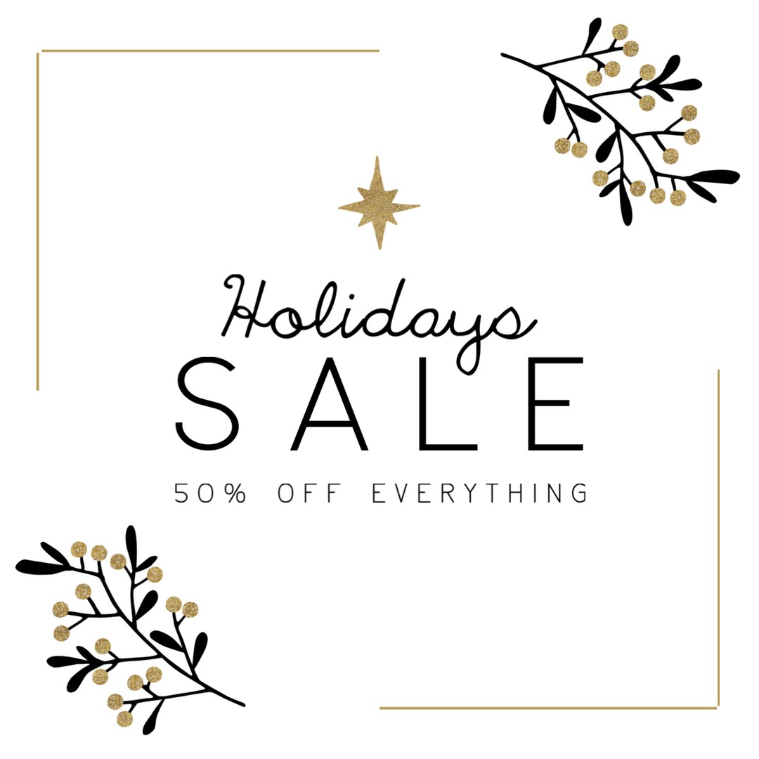 Christmas sale bright floral instagram post template 