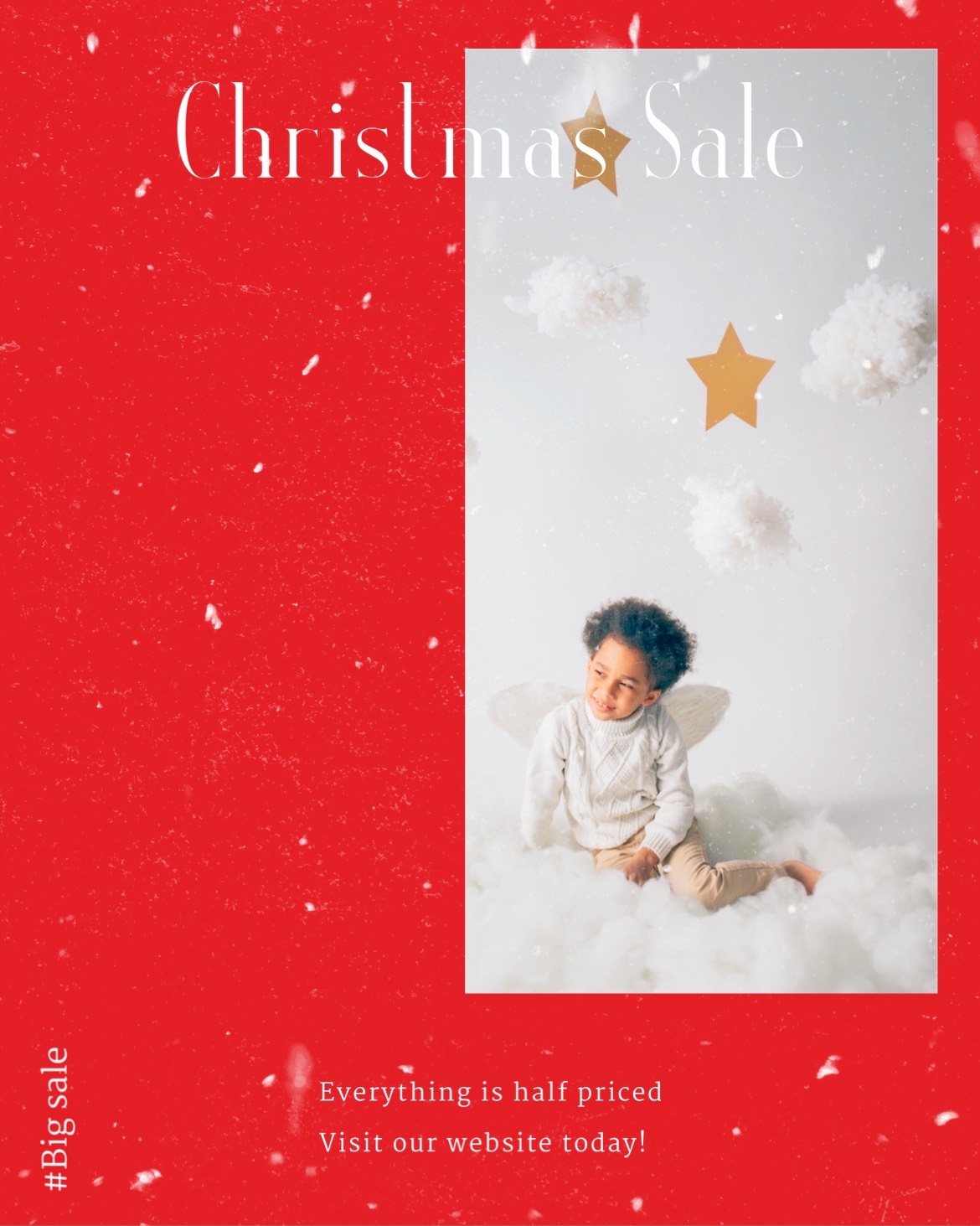 A Baby Sitting On A Cloud With A Star Above It Merry Christmas Template