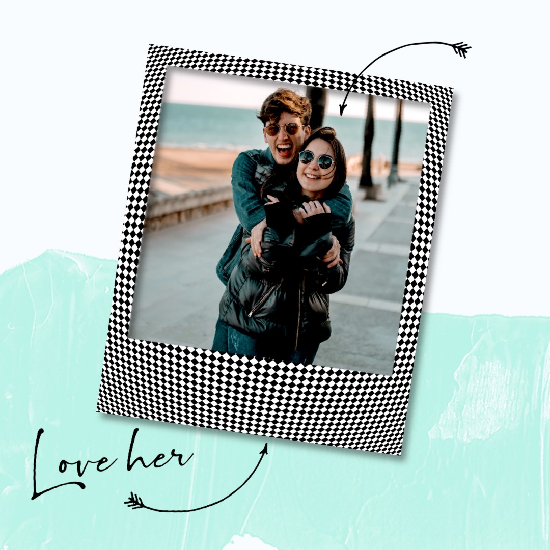 Couple in polaroid picture cool instagram post template