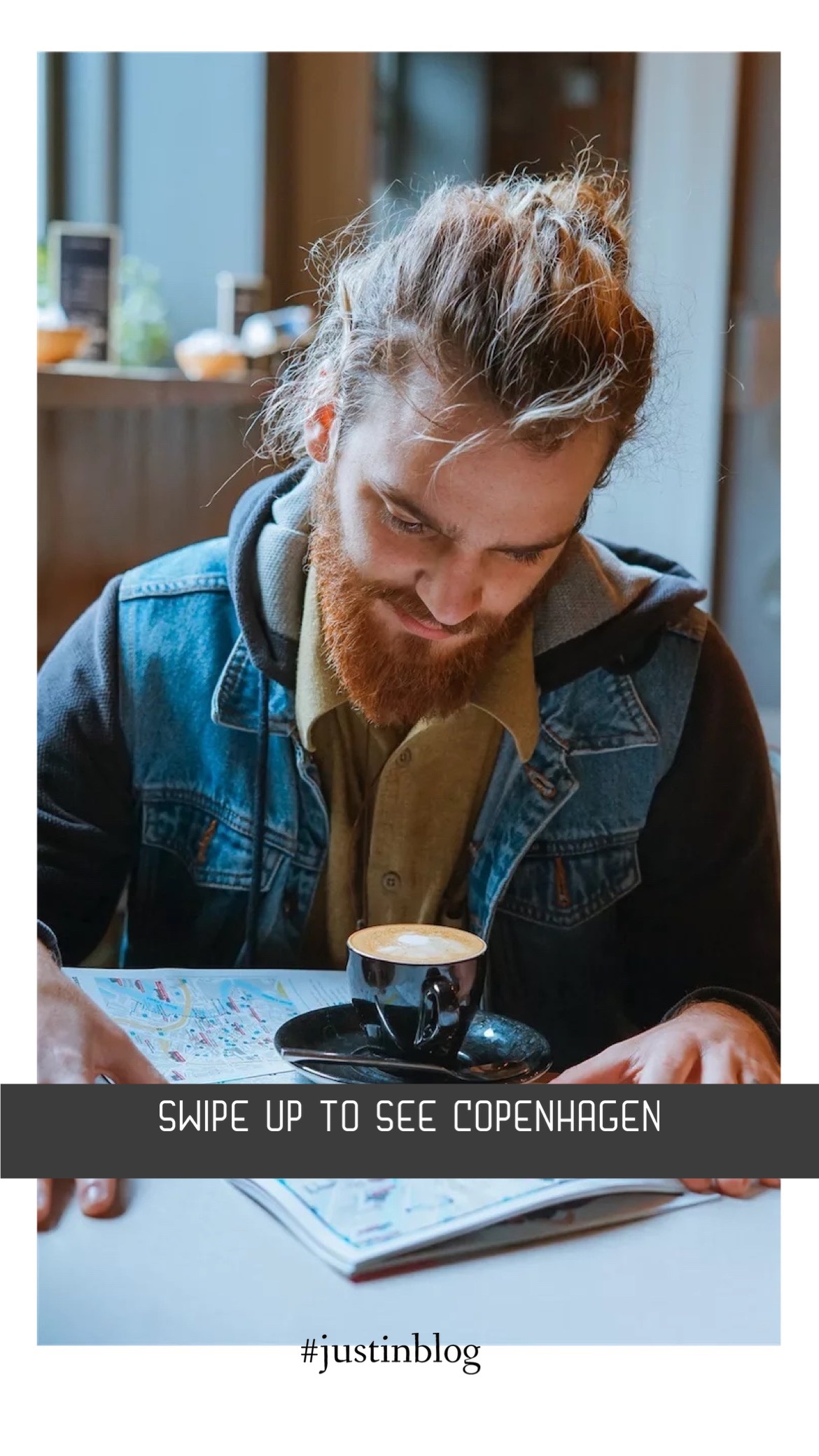 Copenhagen Man Sitting At A Table With A Cup Of Coffee Template