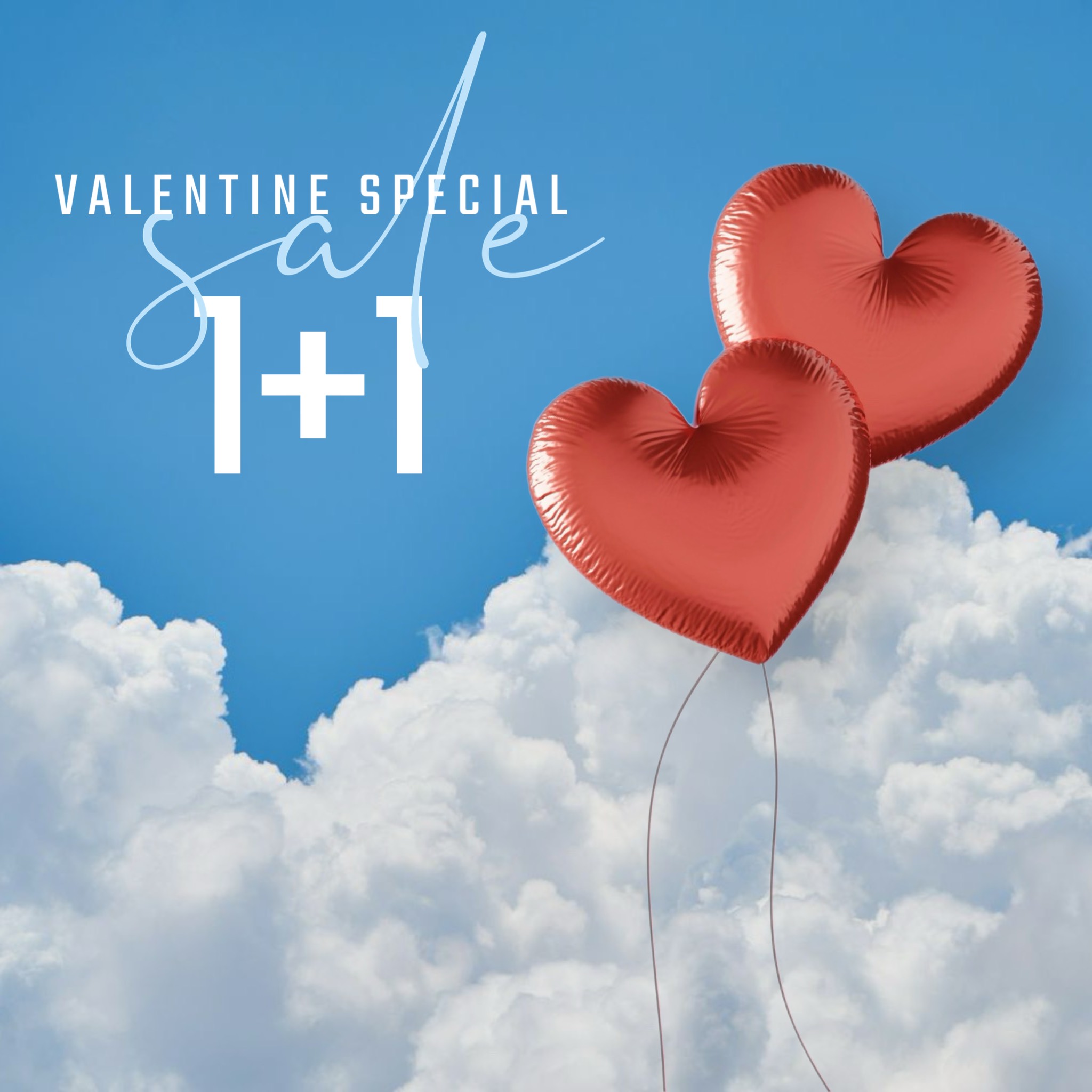 Valentine sale magic photo of balloons in the sky instagram post template