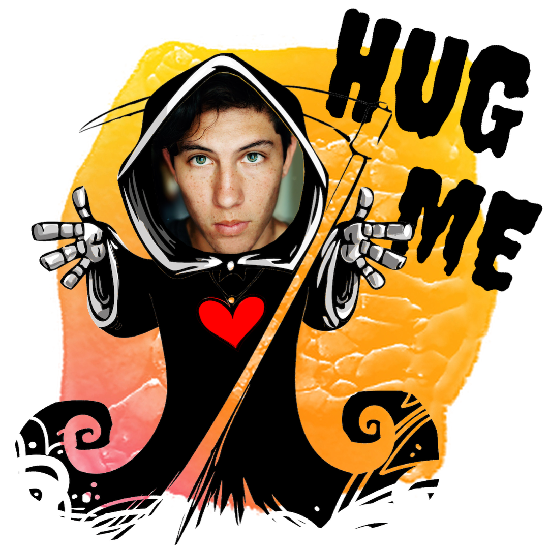 A Woman In A Black Hoodie With A Red Heart Halloween Stickers Template