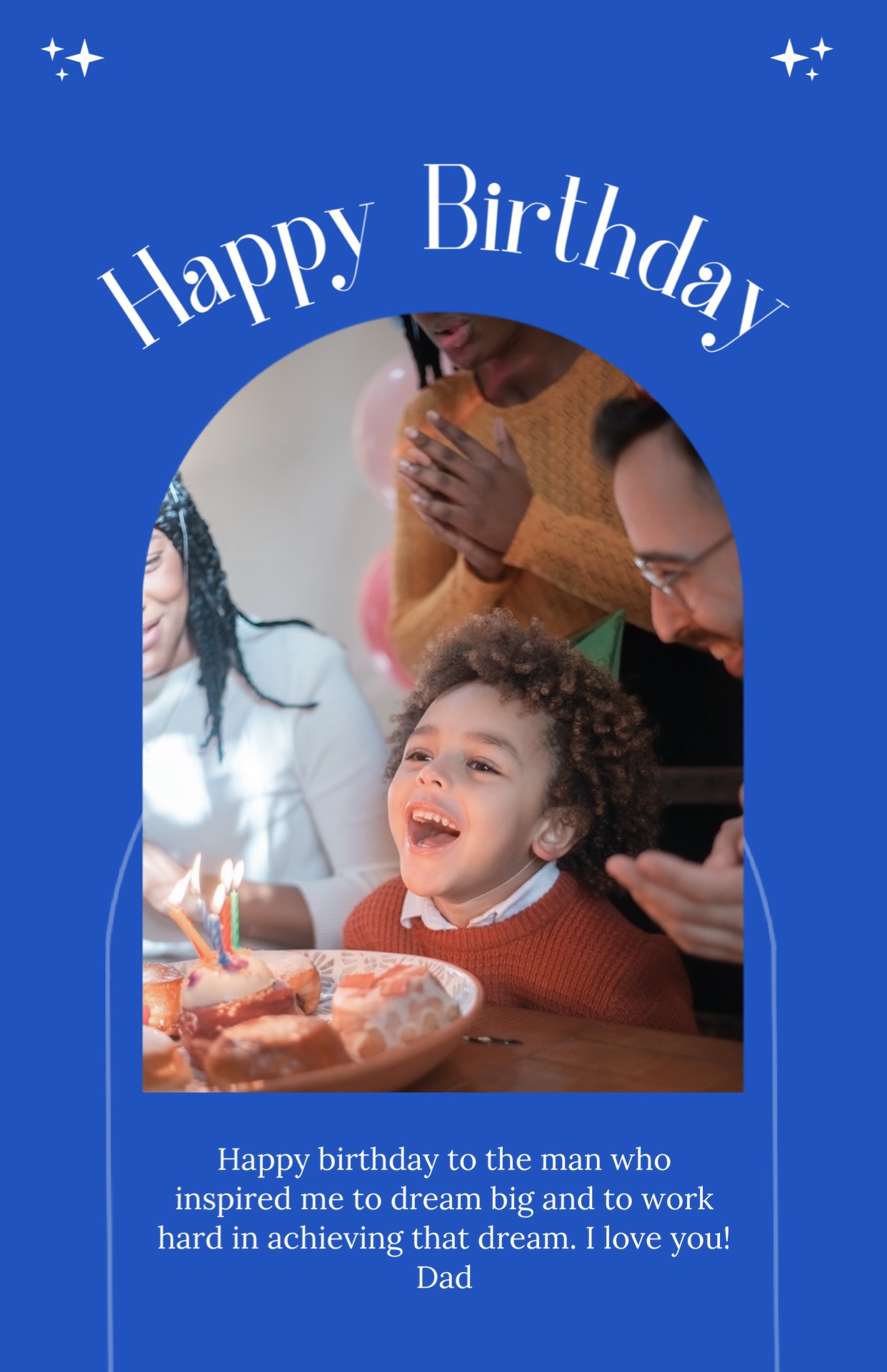 Boy blowing off candles happy birthday invitation template