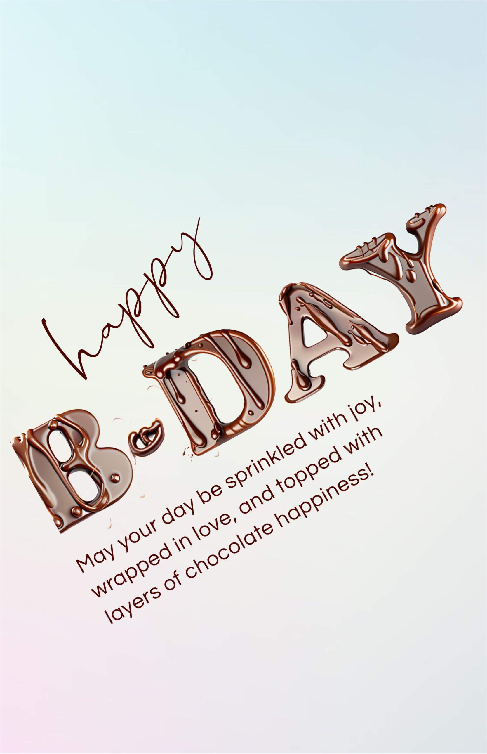 chocolate letters Birthday greeting card template