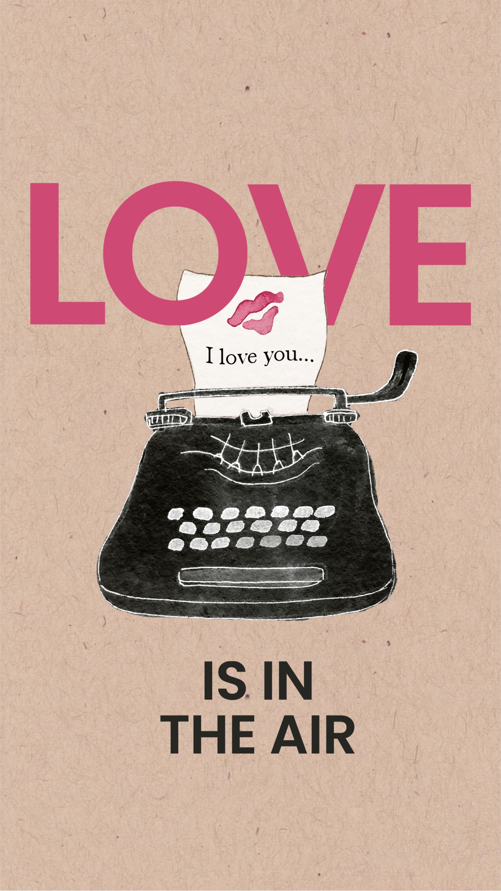 typewriter illustration love minimalist Valentine Template