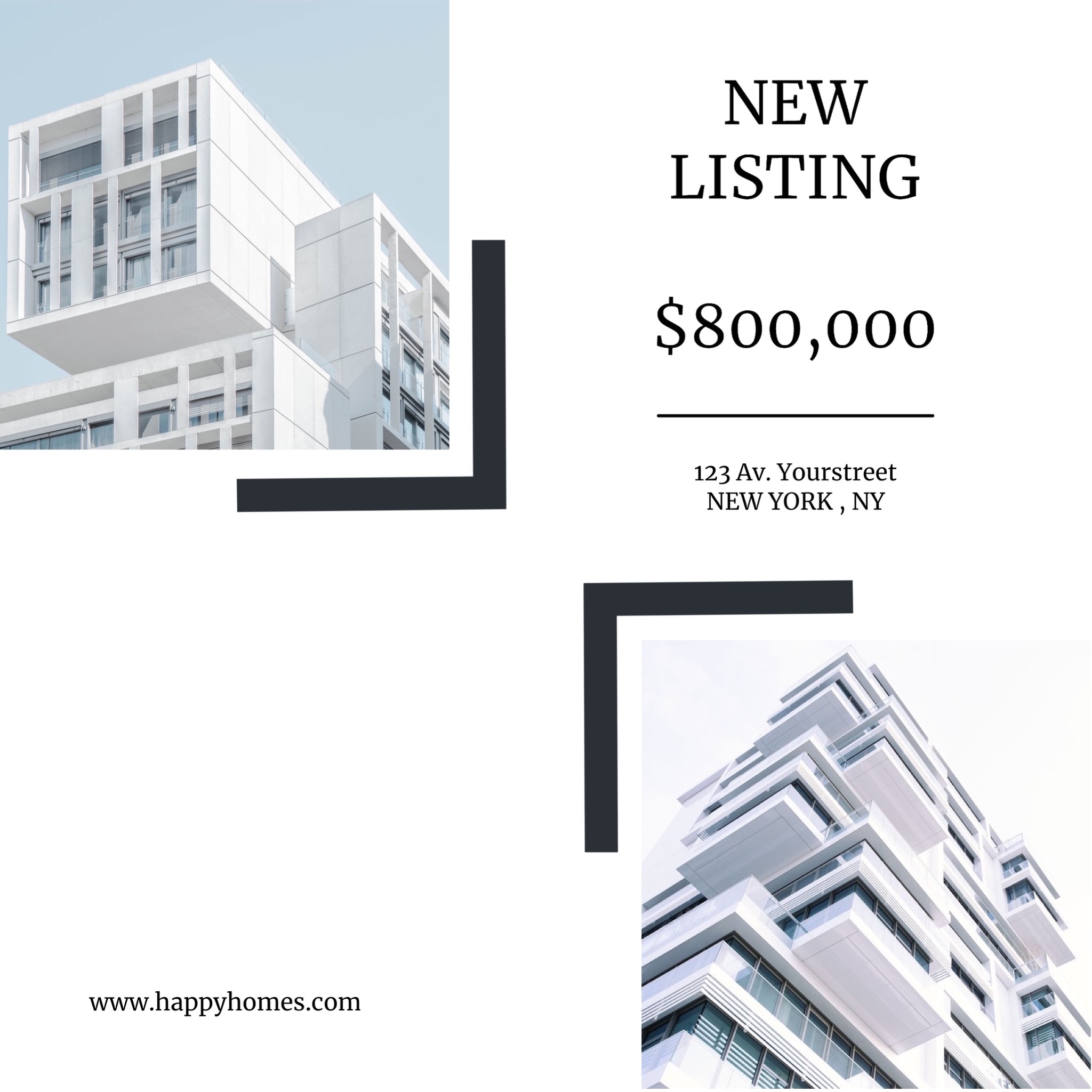 A Flyer For A New Listing Of A Building Real Estate Template