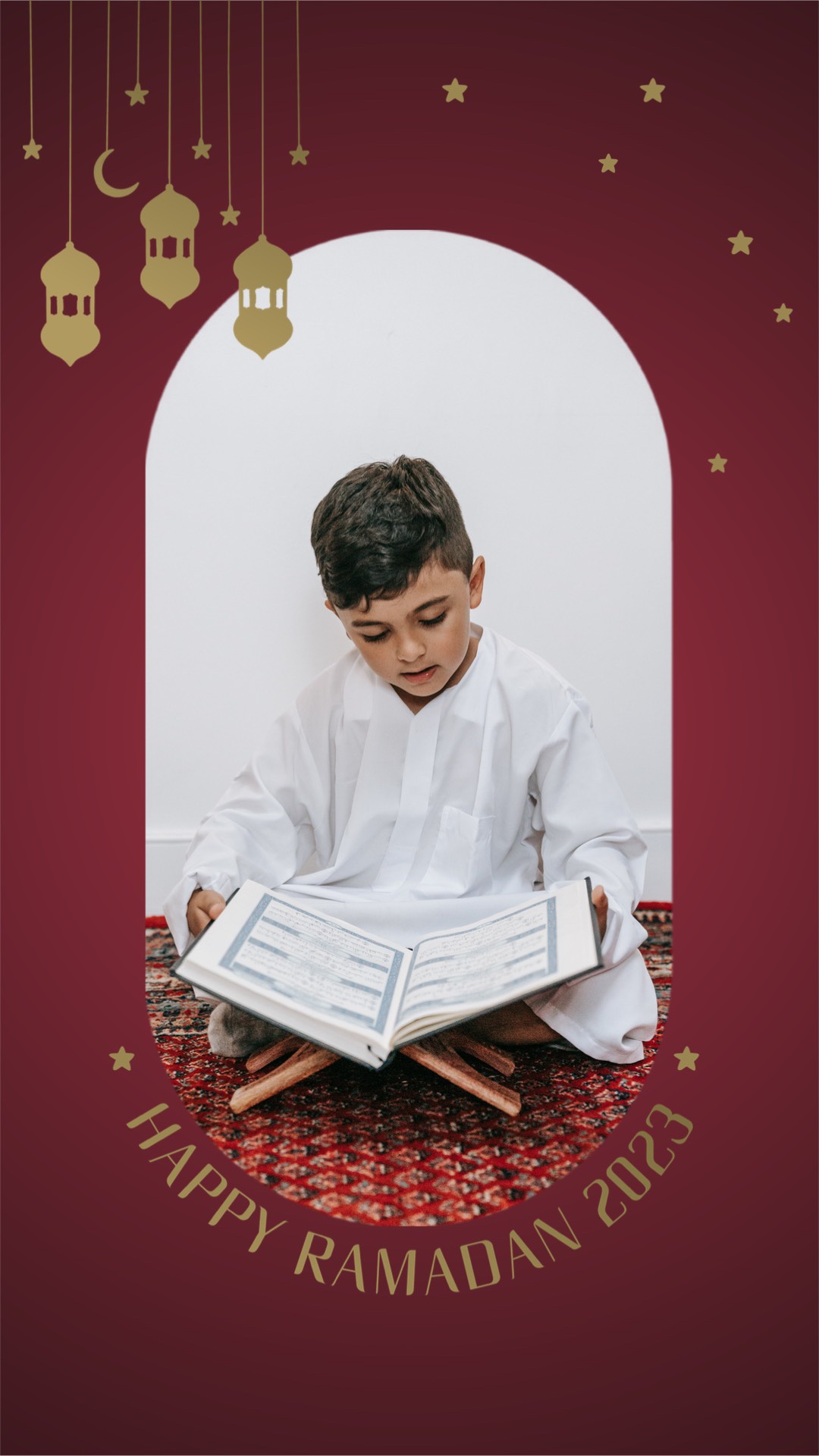 red Ramadan kareem holiday kid greeting instagram story template