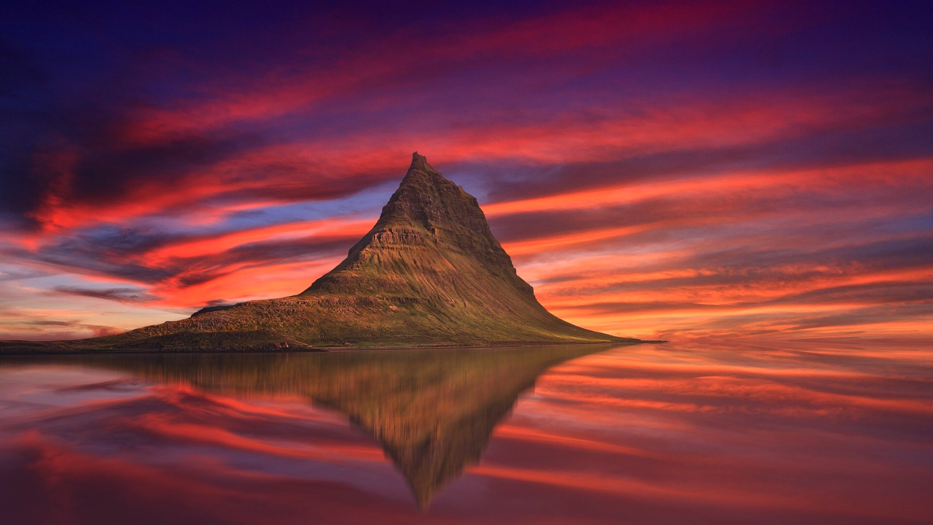 A Mountain With A Reflection In The Water Zoom Backgrounds Template