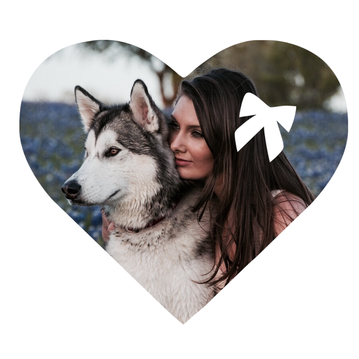 A Woman Hugging A Husky Dog In A Heart Shape Whatsapp Sticker Template