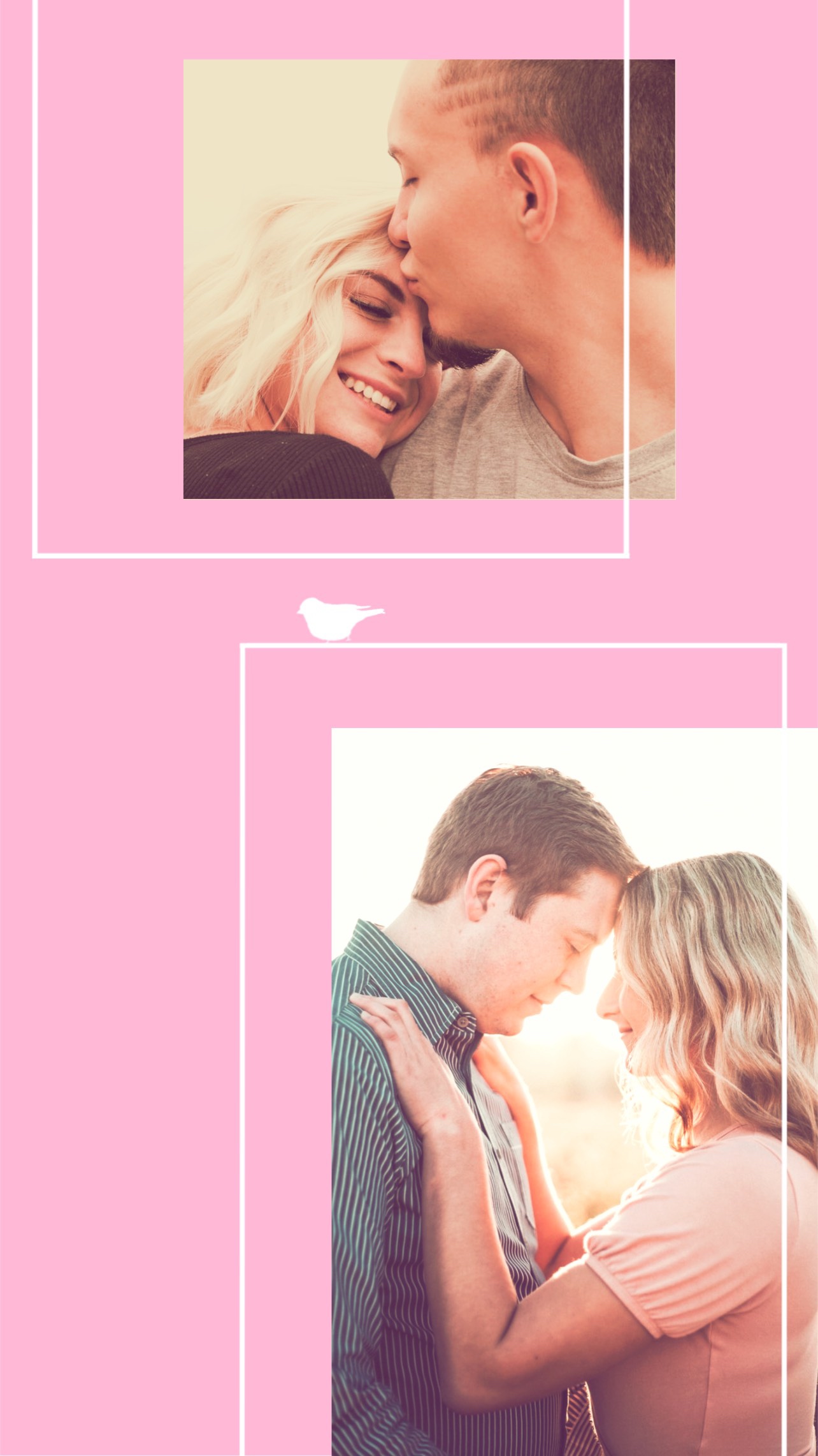 A Man And A Woman Kissing In Front Of A Pink Background Spring Story Template