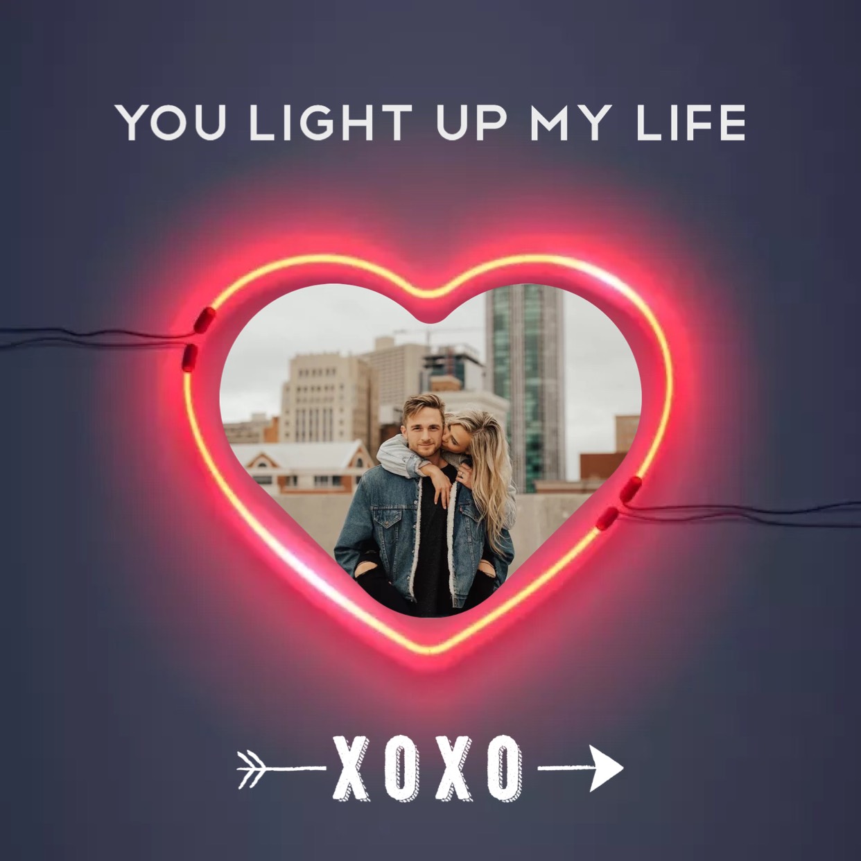 couple in love neon heart cool instagram post template