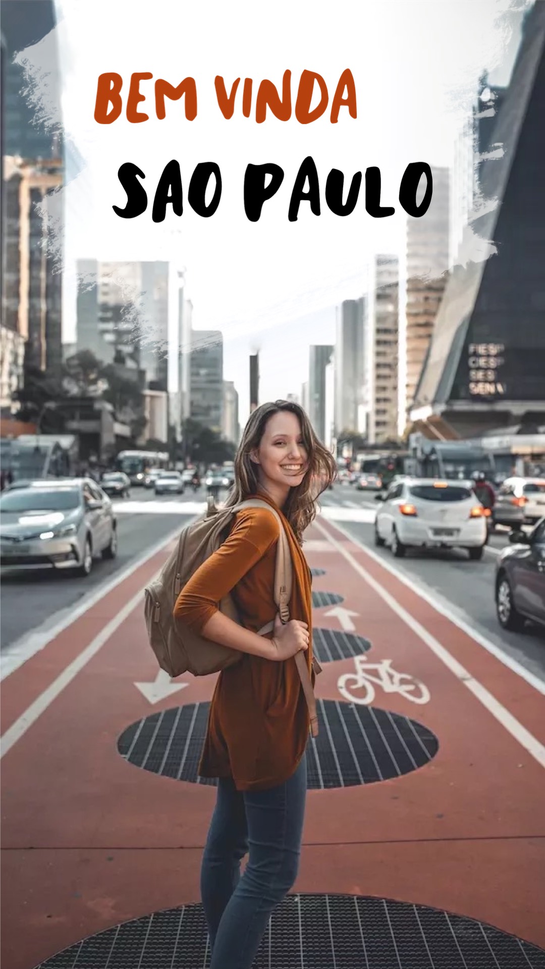 Woman in Sao Paulo travel instagram story template