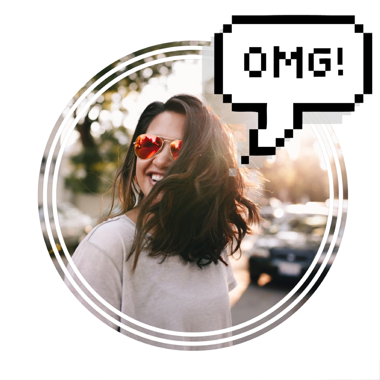 Omg! Woman With Sunglasses And A Speech Bubble Whatsapp Sticker Template