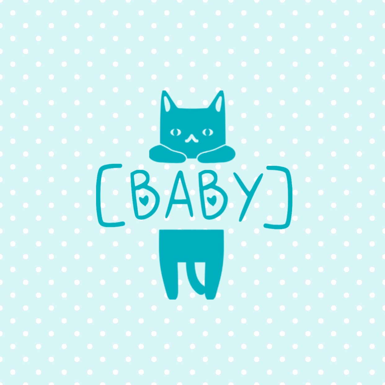 Cat and polka dot blue logo design template