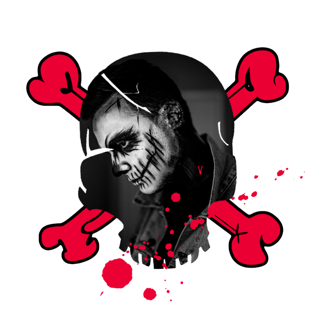 A Black And White Photo Of A Man With Makeup On Halloween Stickers Template