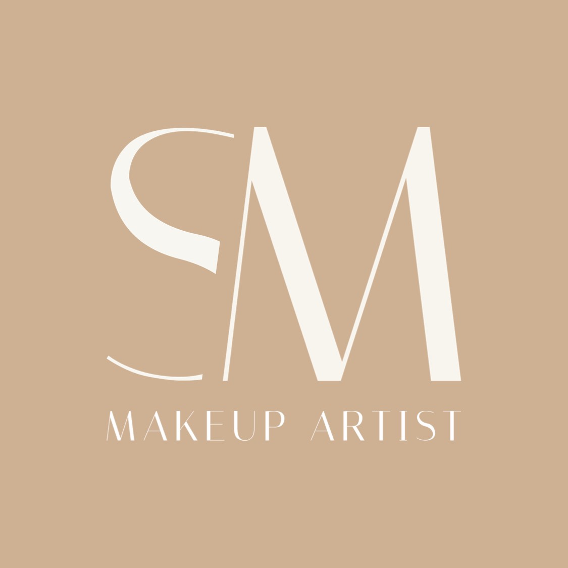 white and beige minimalistic simple modern typography sm makeup  artist 