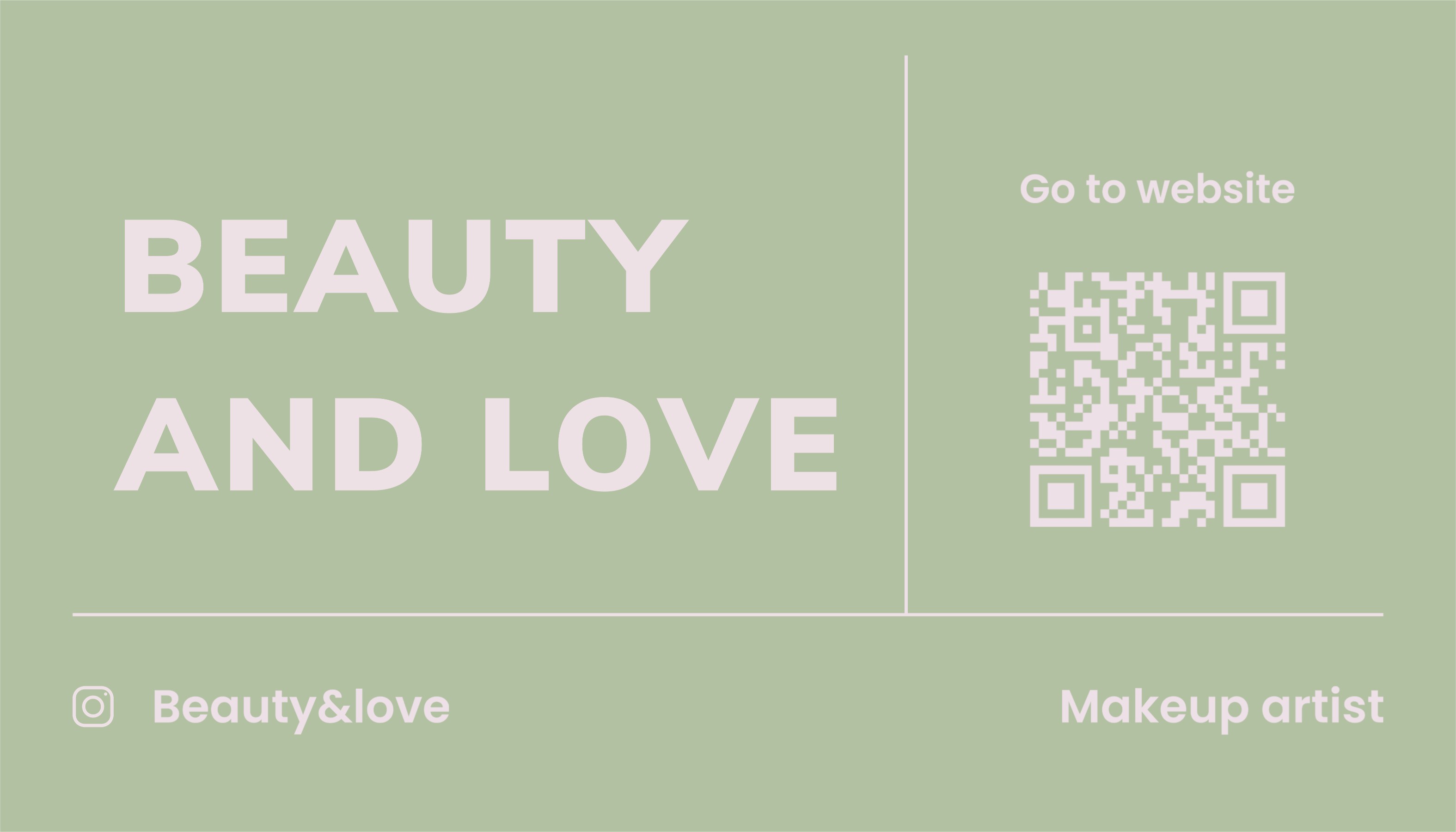 beauty and love green minimalistic QR business card template 