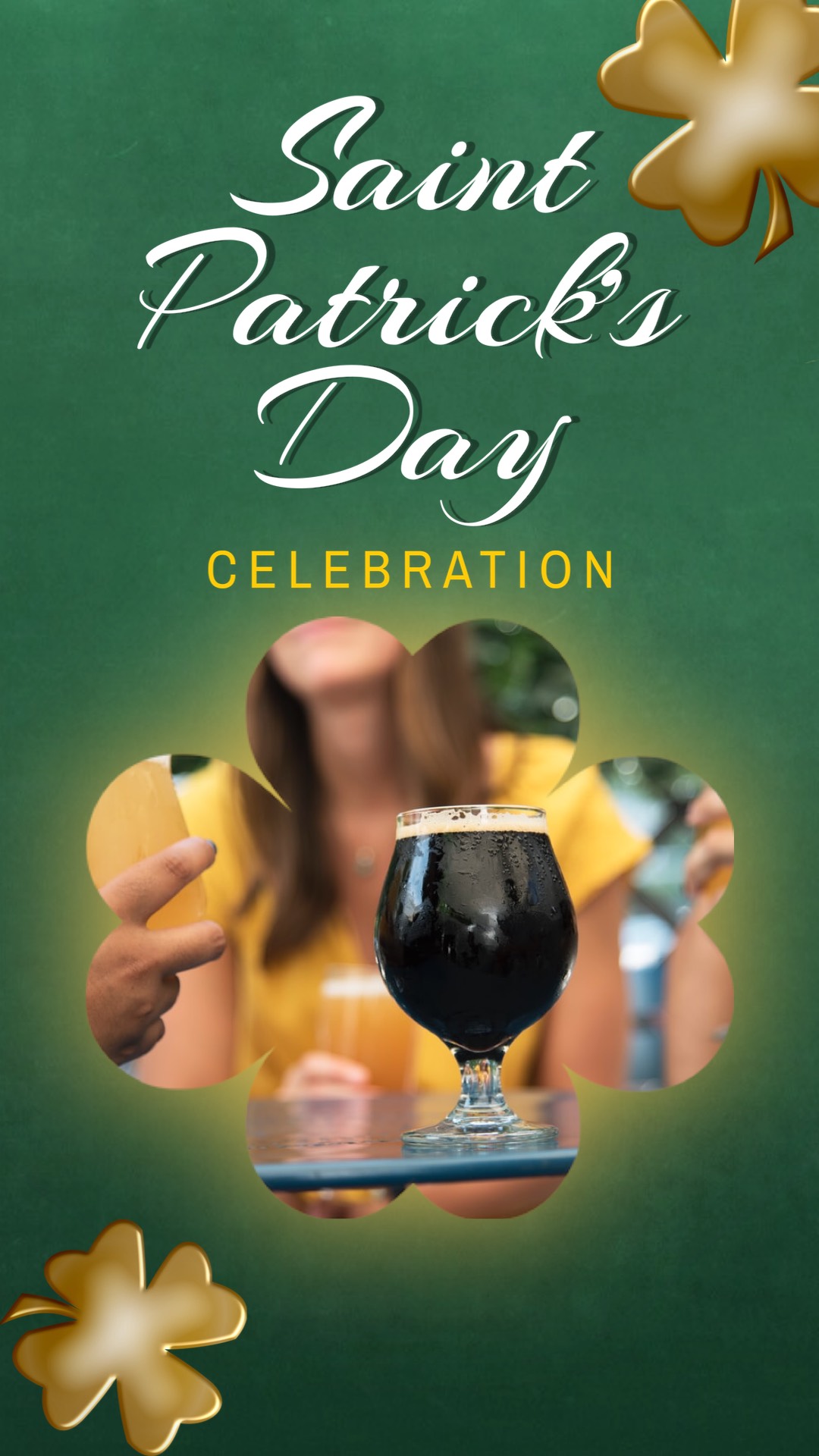 Saint Patrick'S Day Celebration Flyer With A Woman Holding A Beer St Patrick S Day Template