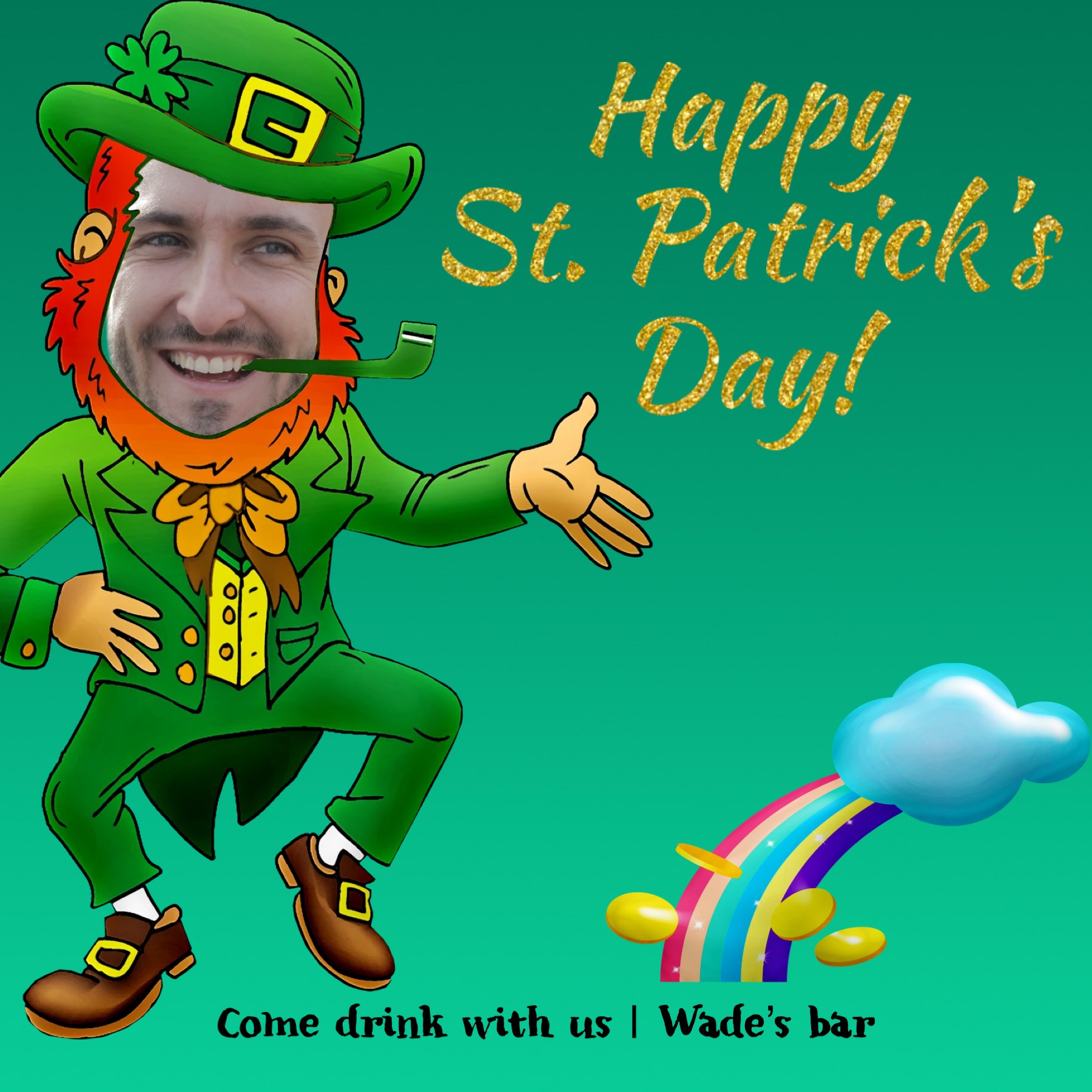 A St Patrick'S Day Card With A Man In A Lepreite Outfit St Patrick S Day Template