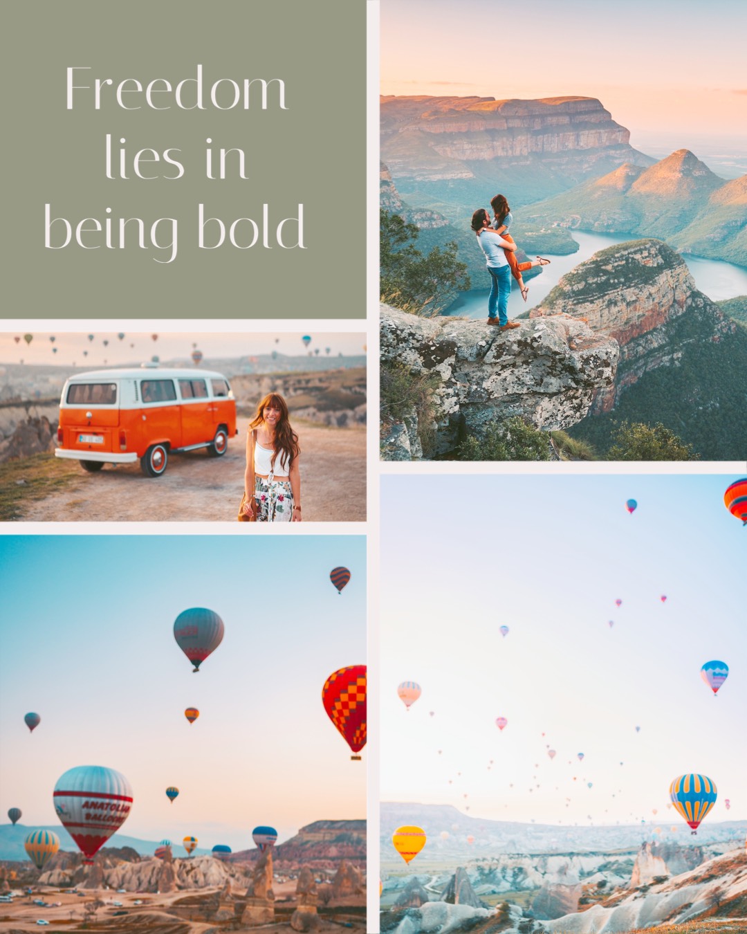 A Collage Of Photos With Hot Air Balloons Wanderlust Template