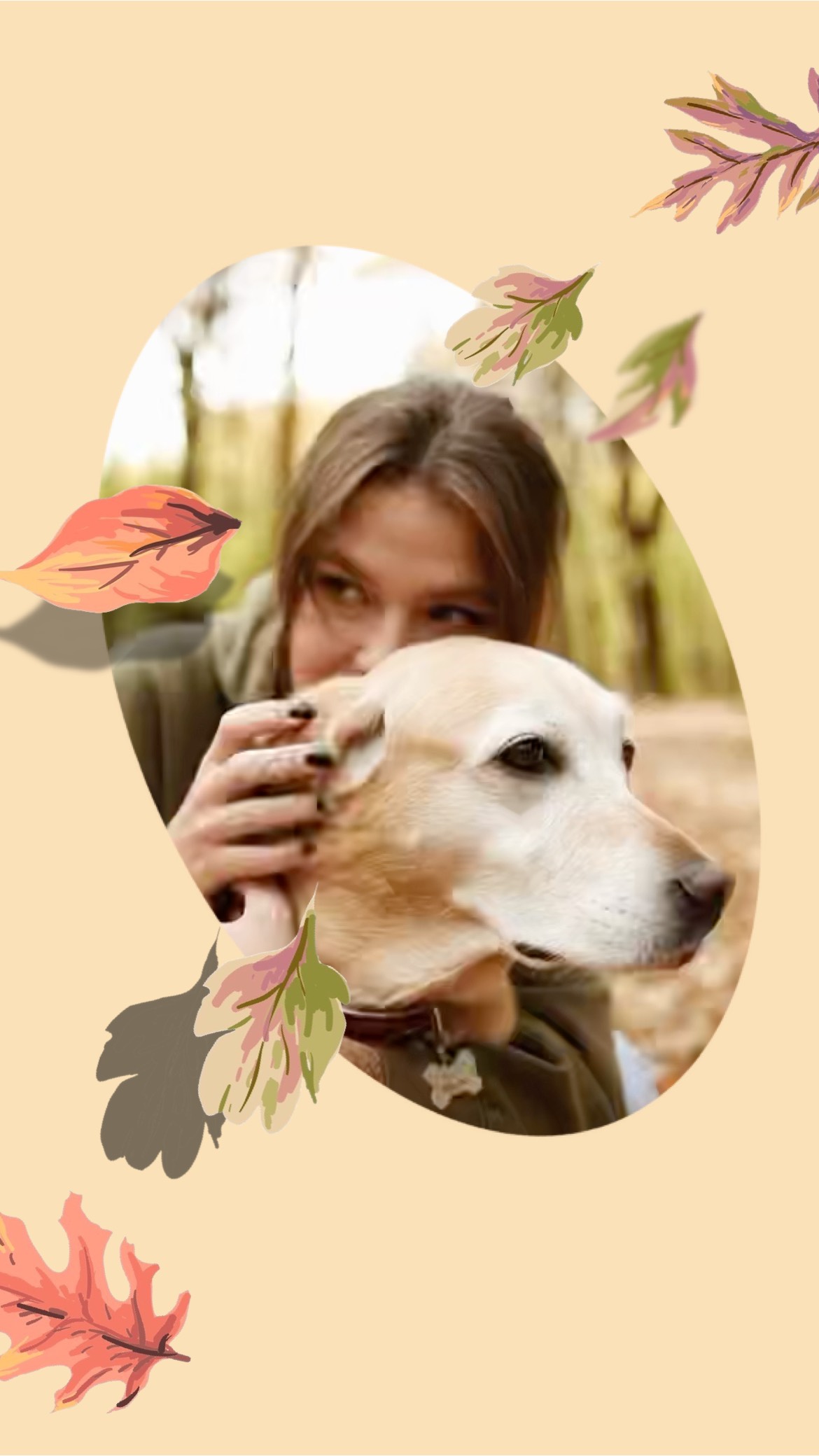 Girl With Dog In Fall Forest Instagram Story Template