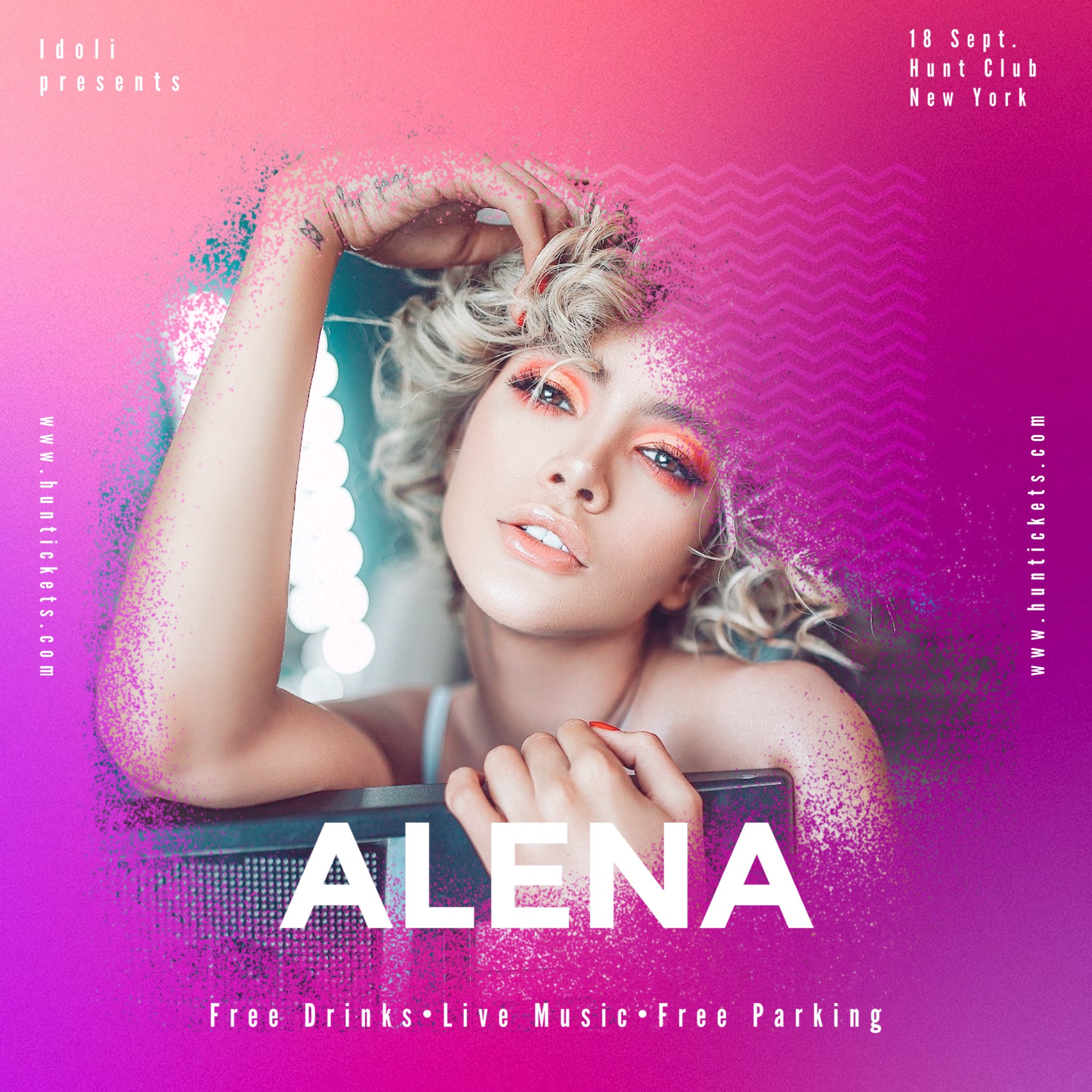 A Woman With Blonde Hair And Bright Makeup Music Template