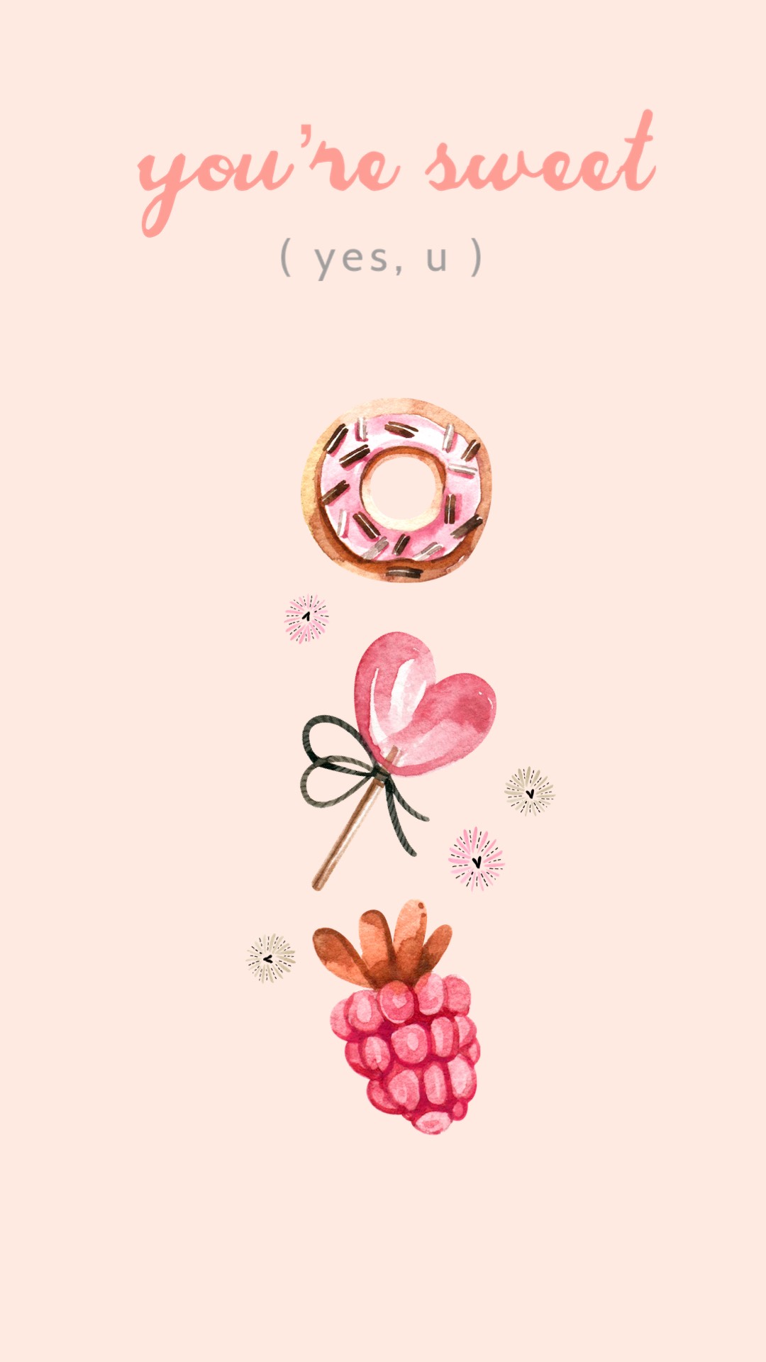 A Pink Card With A Donut And Candy On It Love Story Template