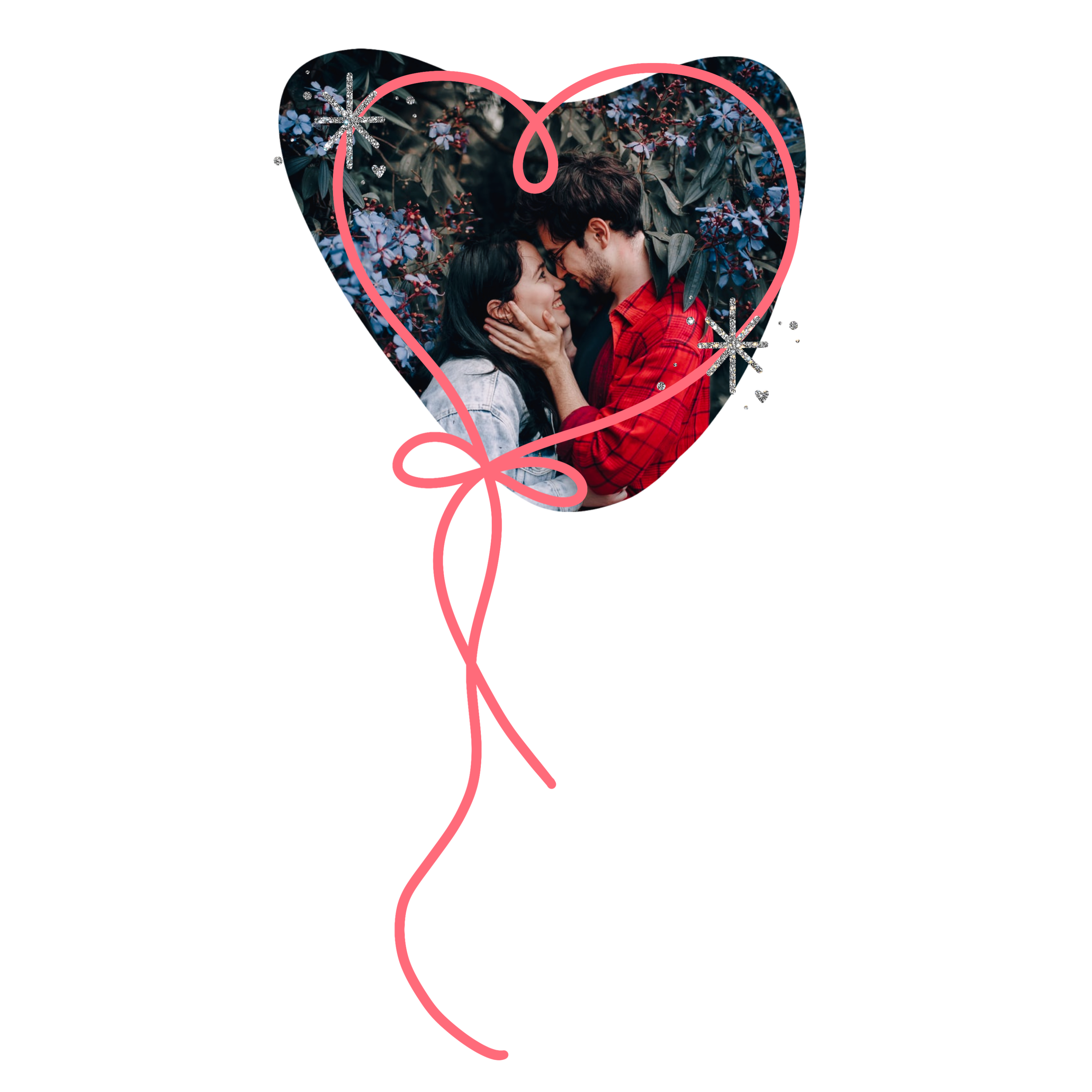 A Couple Kissing In A Heart Shaped Photo Frame Love Stickers Template