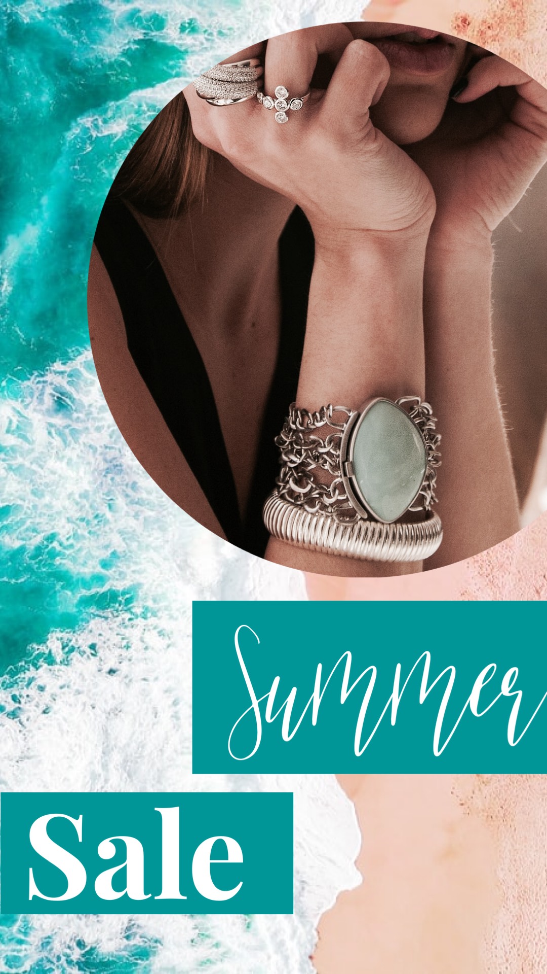 Ocean and jewelry summer sale flyer template