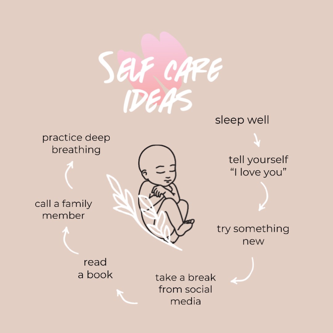 A Cartoon Of A Baby With The Words Self Care Ideas Covid 19 Template