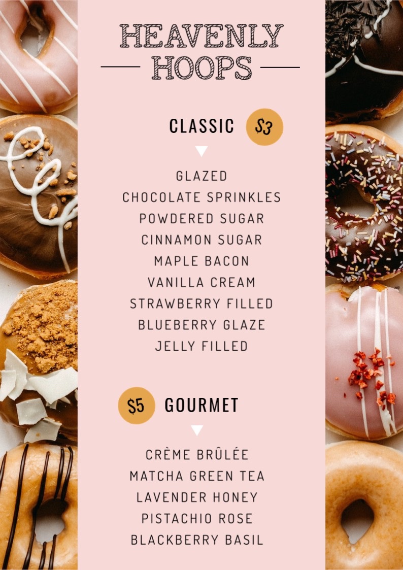 donuts menu template 