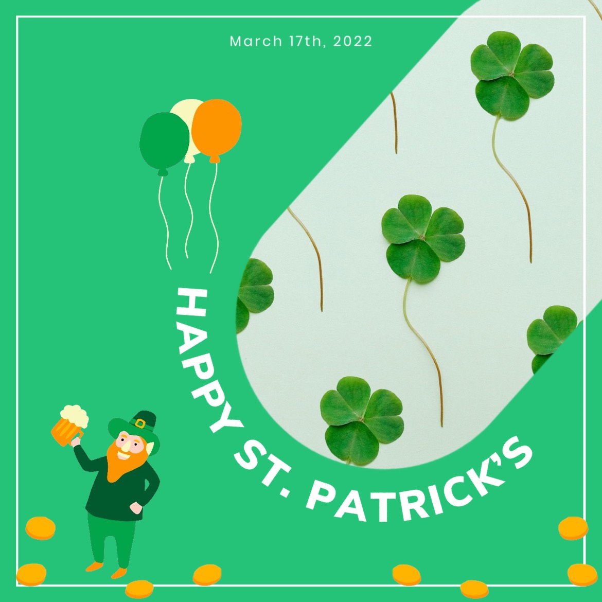 A St Patrick'S Day Poster With Shamrocks And Balloons St. Patrick'S Day Template