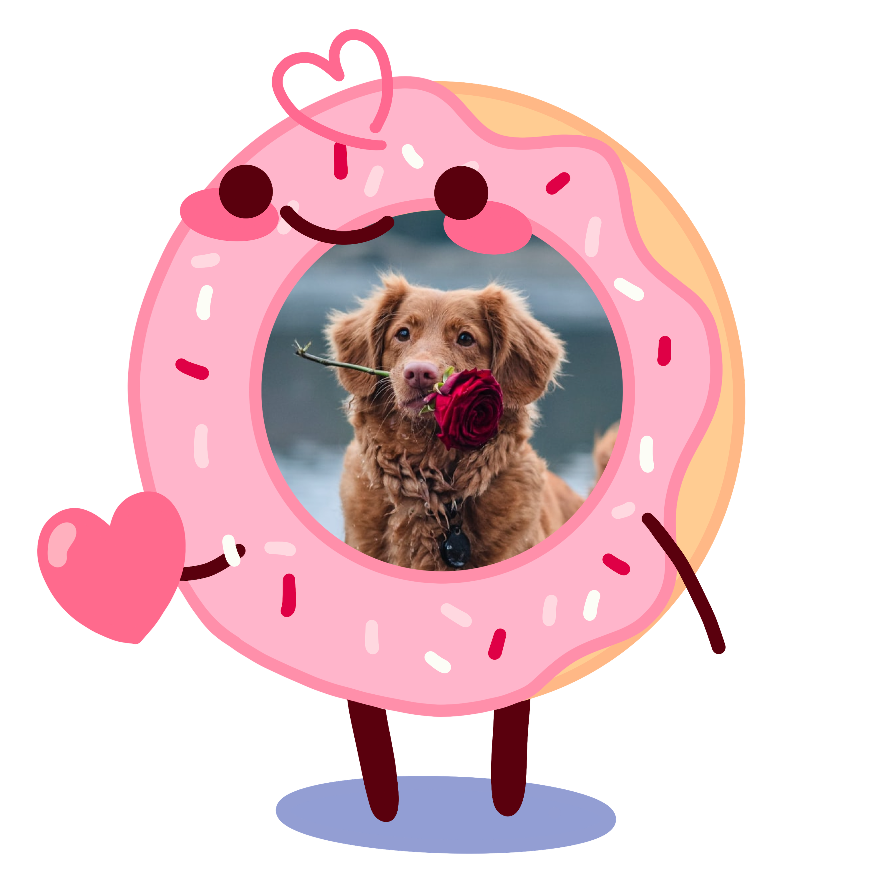 A Picture Of A Dog In A Donut Frame Love Stickers Template
